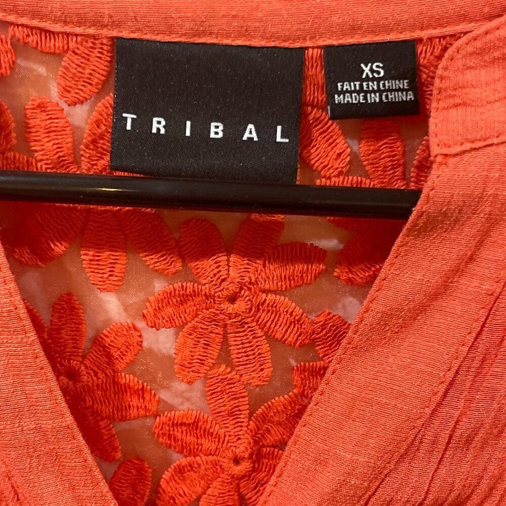 Tribal Womens Crochet Shirt Size XS Orange - Picture 2 of 3